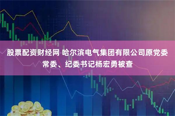 股票配资财经网 哈尔滨电气集团有限公司原党委常委、纪委书记杨宏勇被查